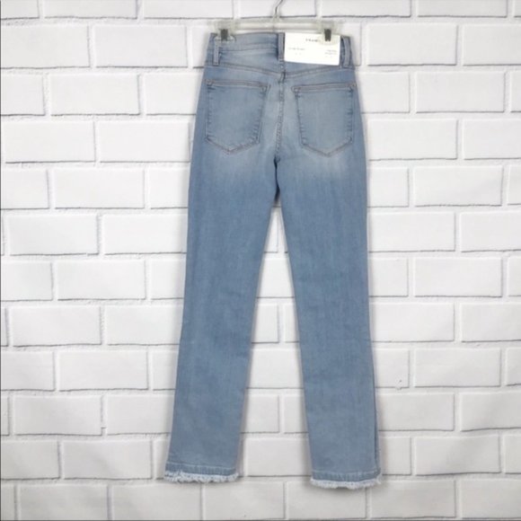 NWT Frame Le High Straight Frayed Jean with Pearls - Picture 3 of 6
